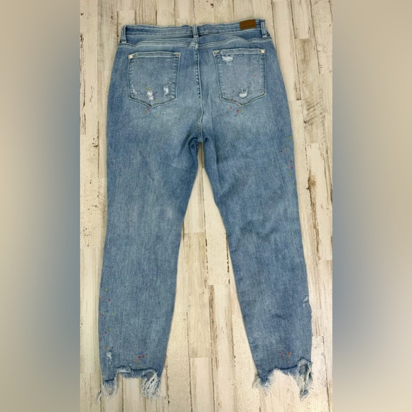 Judy Blue Jeans Womens 15/32 Blue Mid Rise Distressed  Skinny - Picture 9 of 11